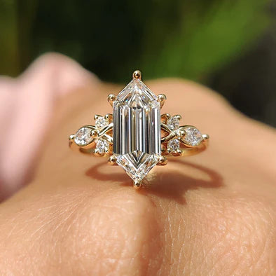 Cluster Elongated Antique Cut Engagement Ring