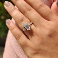 Cluster Elongated Antique Cut Engagement Ring