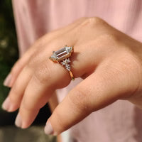Cluster Elongated Antique Cut Engagement Ring