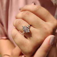 Cluster Elongated Antique Cut Engagement Ring