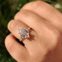 Cluster Elongated Antique Cut Engagement Ring
