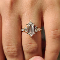 Cluster Elongated Antique Cut Engagement Ring