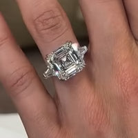 Stunning 8.0ct Asscher Cut Sterling Silver Engagement Ring