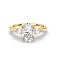 Vintage Three Stone Oval Cut With Lotus Prong Engagement Ring