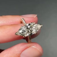 Exquisite Marquise Cut Sterling Silver Engagement Ring