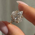Vintage Three Stone Oval Cut With Lotus Prong Engagement Ring