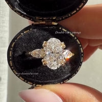 Vintage Three Stone Oval Cut With Lotus Prong Engagement Ring
