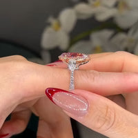 Luxury Pear Cut Light Pink Halo Sterling Silver Engagement Ring