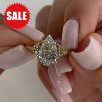 Pear Cut Sterling Silver Engagement Ring