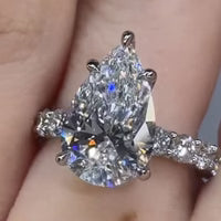 Personalized Letters Pear Cut Sterling Silver Engagement Ring