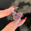 Luxury Pear Cut Light Pink Halo Sterling Silver Engagement Ring