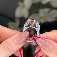 Luxury Pear Cut Light Pink Halo Sterling Silver Engagement Ring