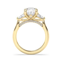Vintage Three Stone Oval Cut With Lotus Prong Engagement Ring