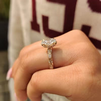 Art Deco Oval Cut Sterling Silver Engagement Ring