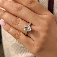 Art Deco Oval Cut Sterling Silver Engagement Ring