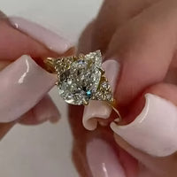 Pear Cut Sterling Silver Engagement Ring