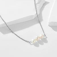 Elegant Natural Pearls Sterling Silver Necklace