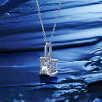 Mossanite Princess Cut Pendant Necklace In Sterling Silver